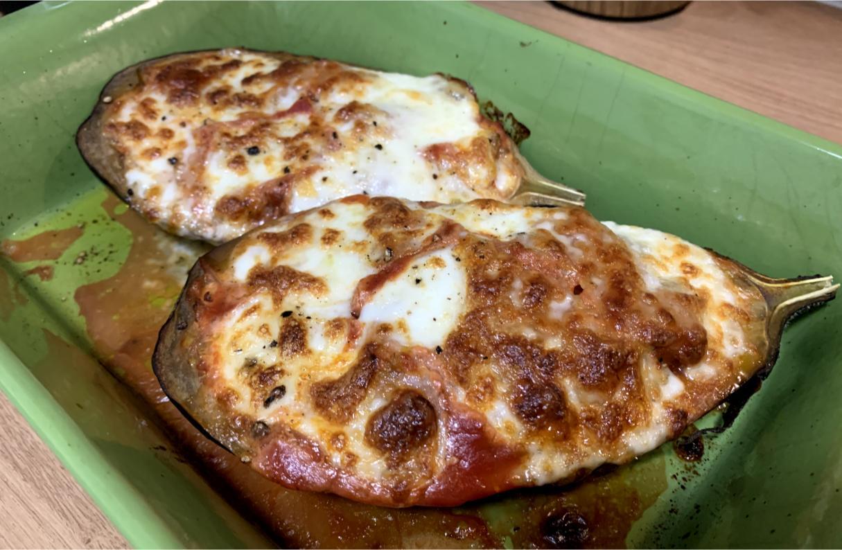 oven baked ragu stuffed aubergines