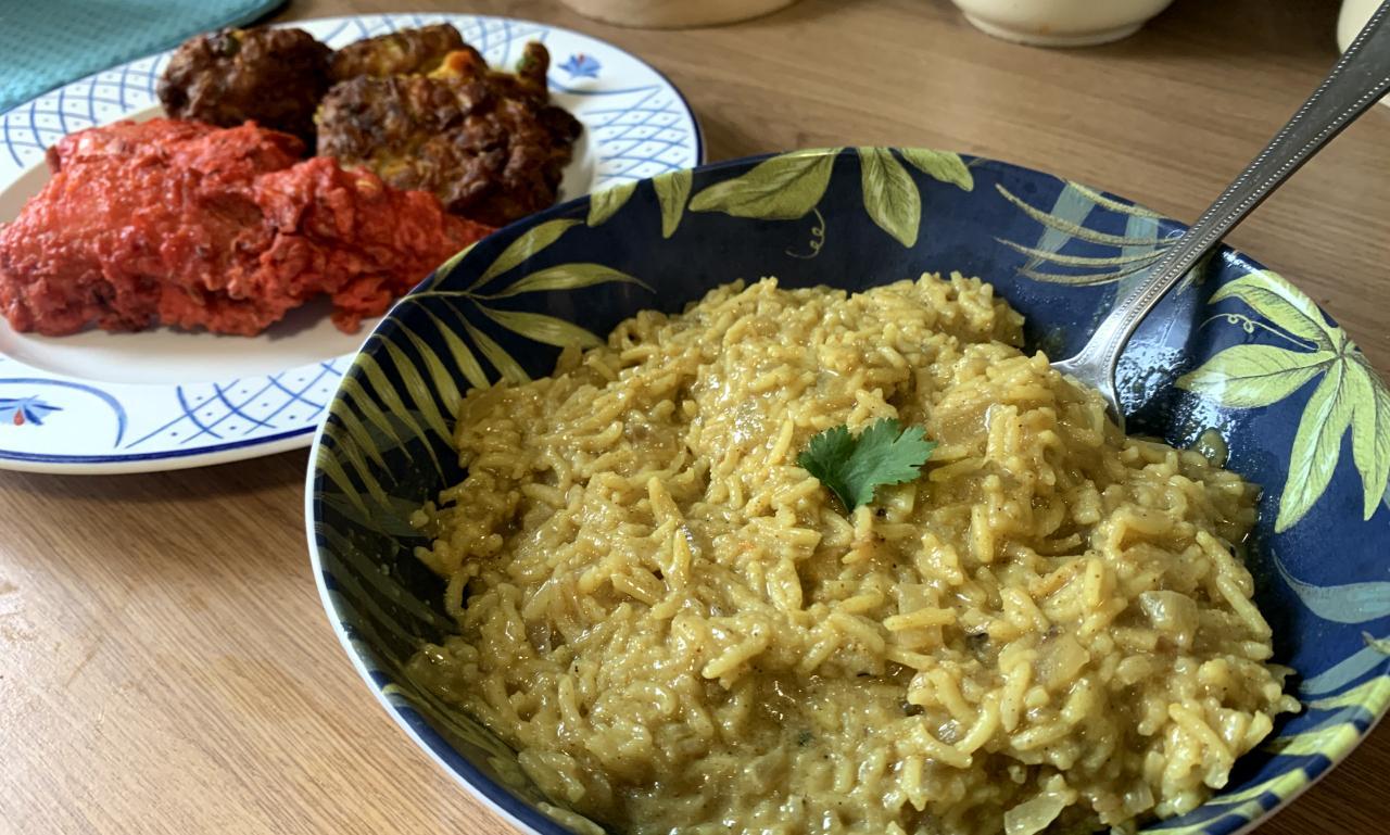 a bowl of Basmati Rice with Creamed Coconut and Garam Masala