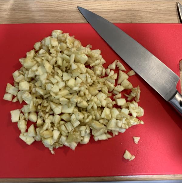 diced raw aubergine