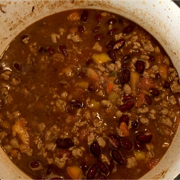 easy quorn chilli cooking in a pot