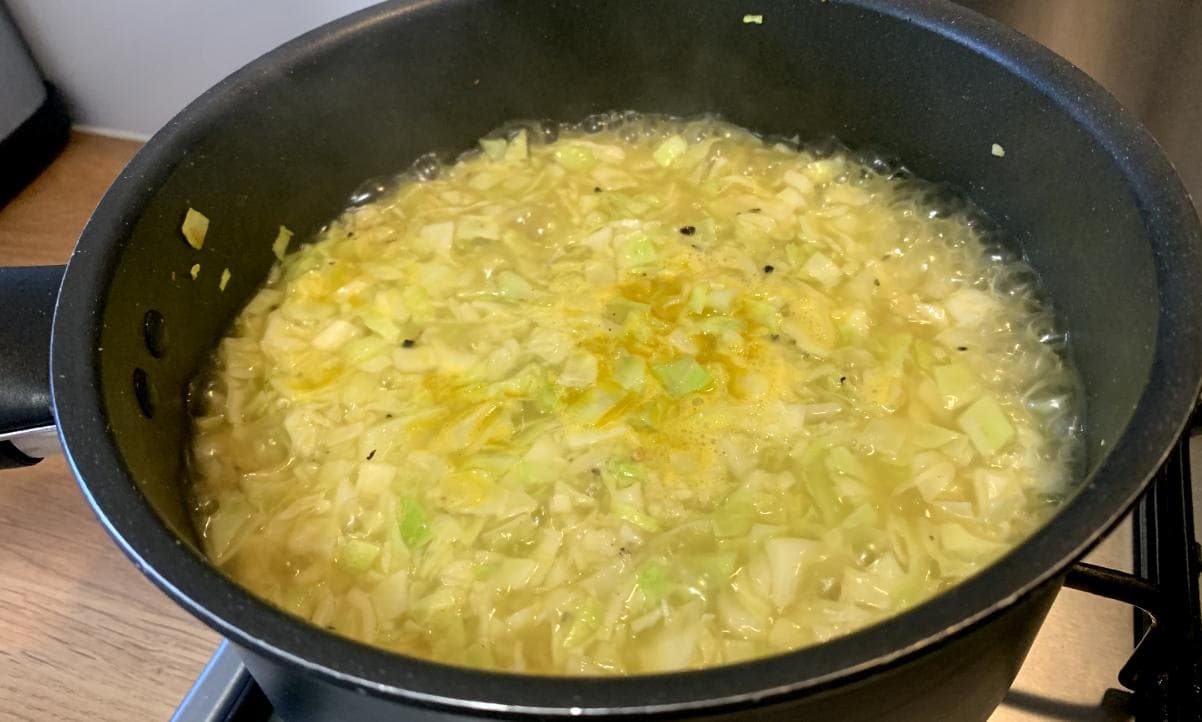 cabbage boiling in a pot
